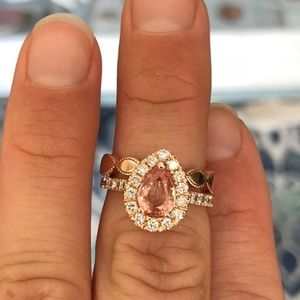 Custom Champagne Sapphire Engagement ring set